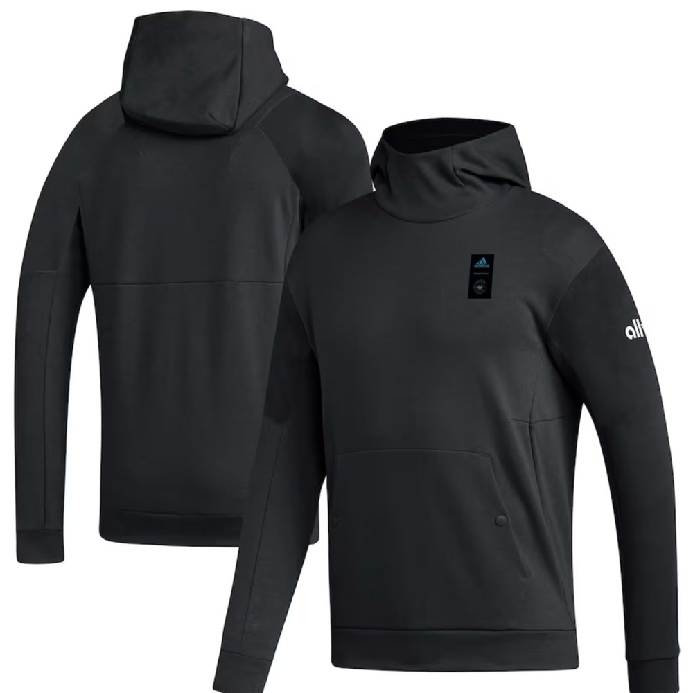 ❌Sold ❌Men's Charlotte FC | Adidas Black Player Travel Pullover Hoodie